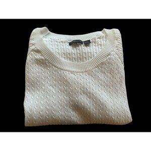 Jeanne Pierre Women's 2X White cotton Knit Short Sleeve Sweater Top    Shirt